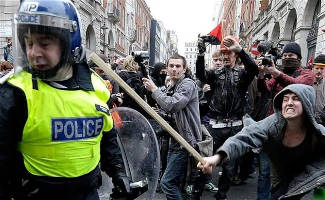 riot scene, stick